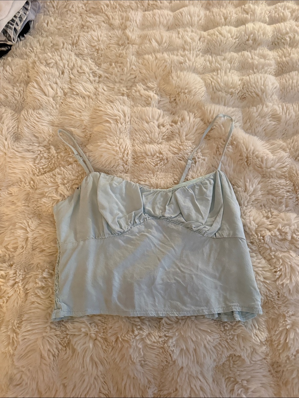 La Hearts Light Blue Cropped Cami Tank Top